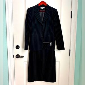 Emily Black Pinstripe Women's Skirt Suit Set - Size 8